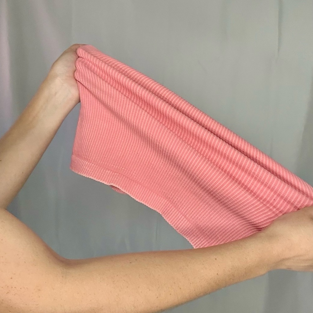 One-Shoulder Pink Ribbed Top - Picture 7 of 9
